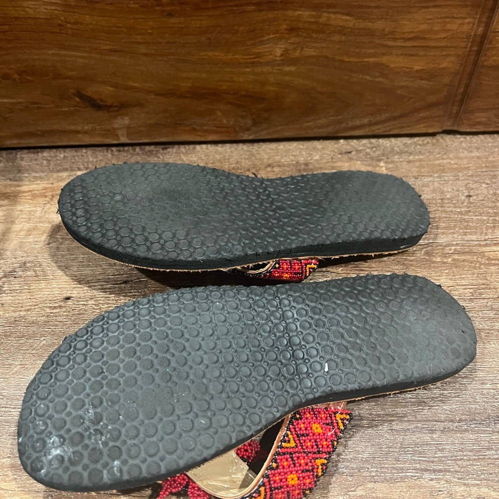 Handcrafted Beaded Red Sandals - image 3
